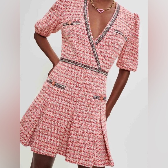 MAJE Renetia Tweed Puff-Sleeve Mini Dress - Picture 4 of 13